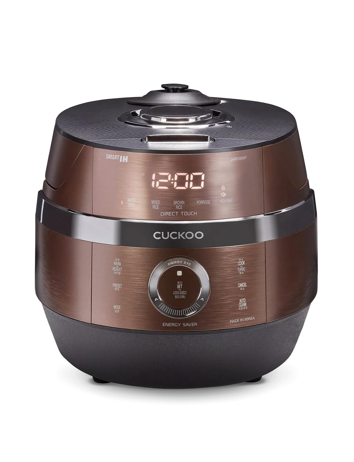CUCKOO CRP-JHR0609F | 6-Cup (Uncooked) Induction Heating Pressure Rice Cooker | 13 Menu Options, Auto-Clean, Voice Guide, Made in Korea | Copper