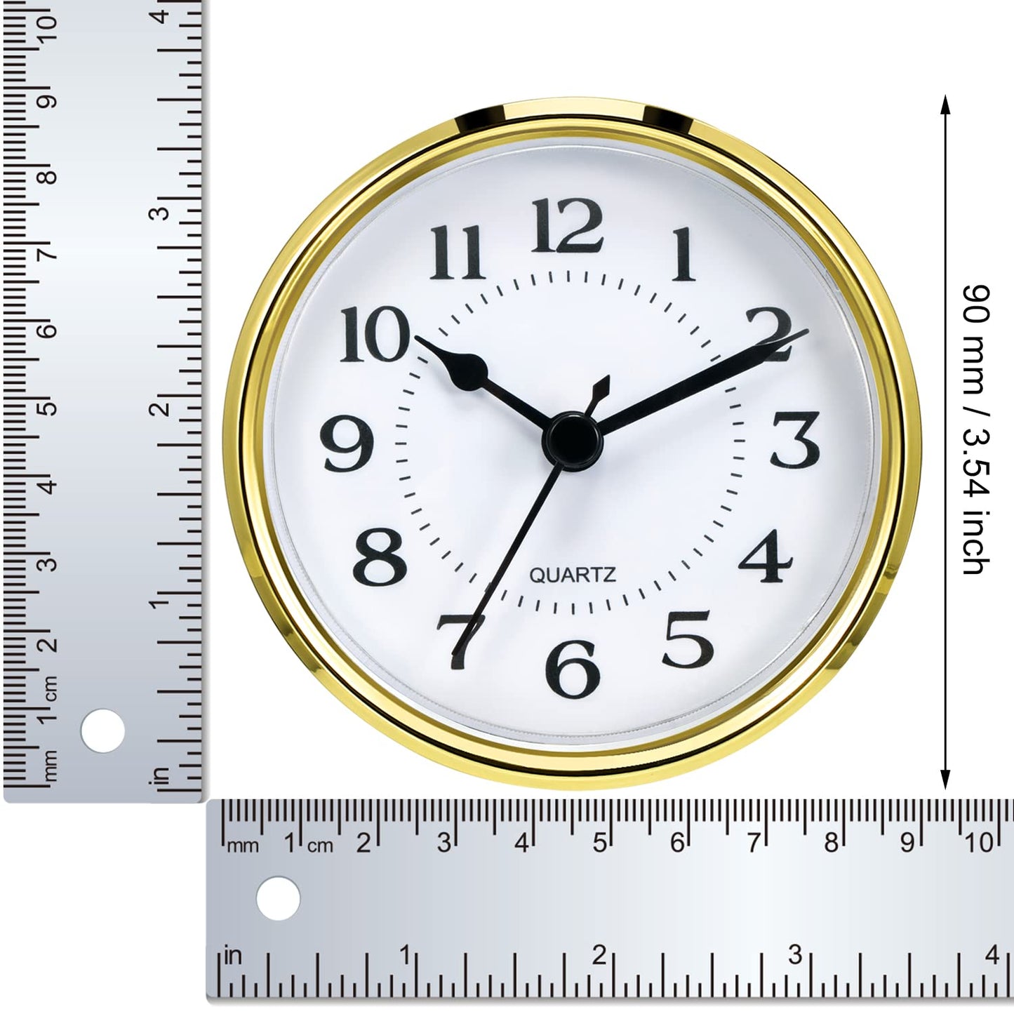 Hicarer 3-1/2 Inch (90 mm) Quartz Clock Fit-Up/Insert with Arabic Numeral, Quartz Movement