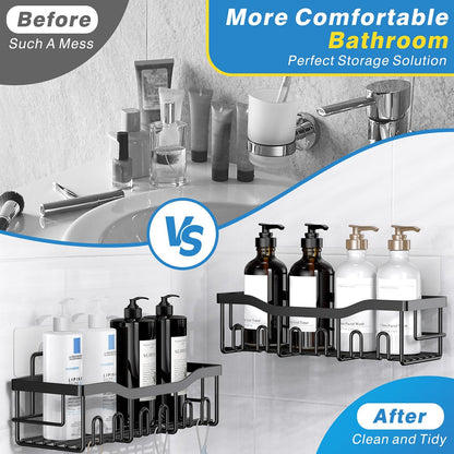 EUDELE Shower Caddy 5 Pack, Adhesive Bathroom Organizer, Large Capacity, Rustproof Stainless Steel, Shower Shelves