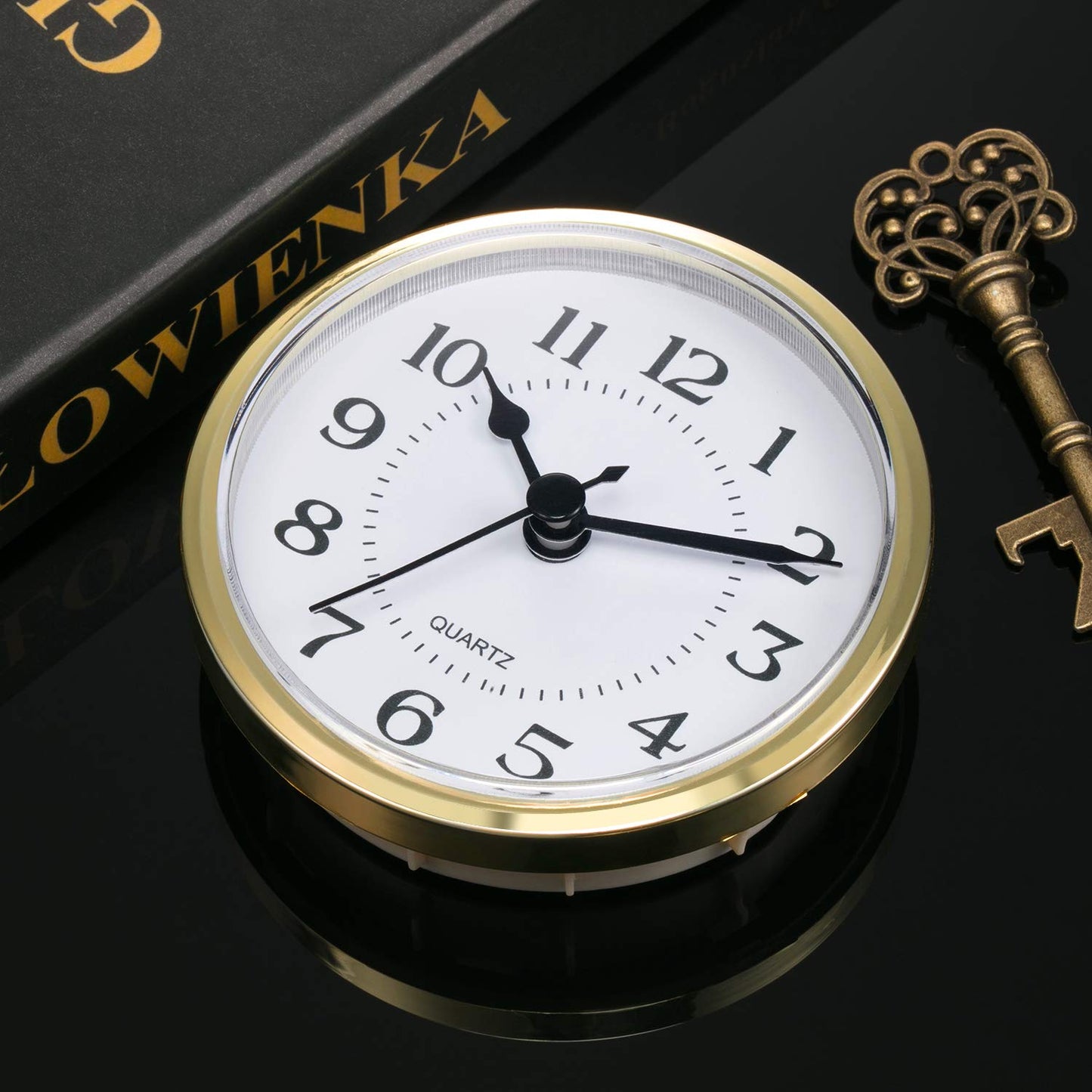Hicarer 3-1/2 Inch (90 mm) Quartz Clock Fit-Up/Insert with Arabic Numeral, Quartz Movement