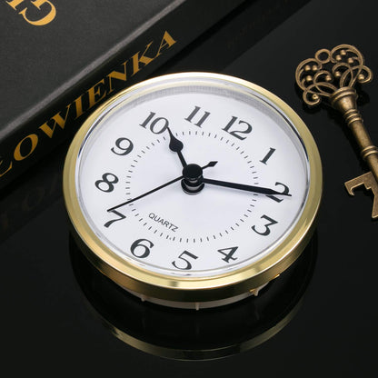 Hicarer 3-1/2 Inch (90 mm) Quartz Clock Fit-Up/Insert with Arabic Numeral, Quartz Movement