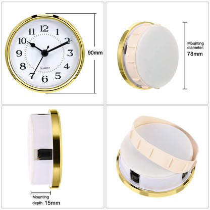 Hicarer 3-1/2 Inch (90 mm) Quartz Clock Fit-Up/Insert with Arabic Numeral, Quartz Movement