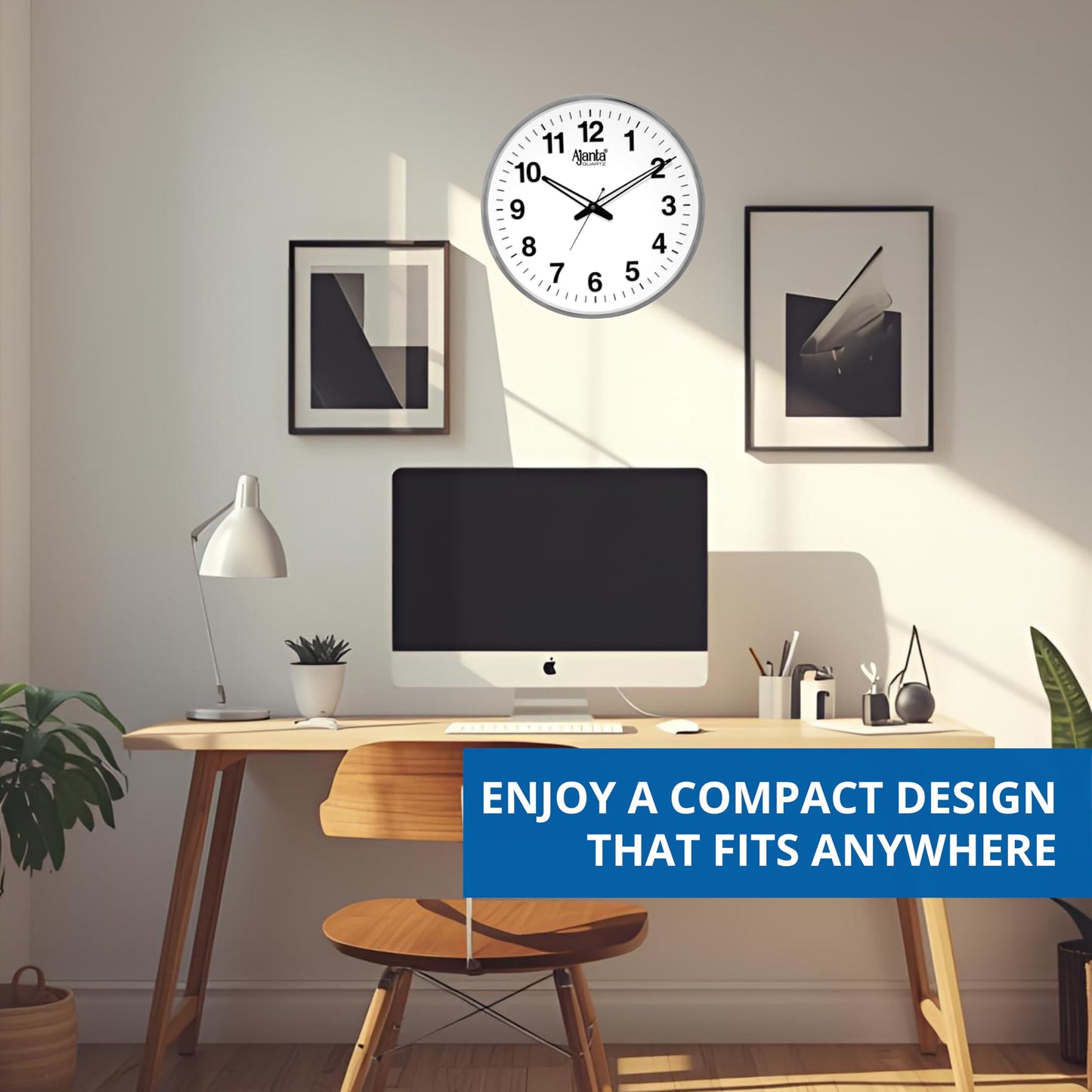 Ajanta Quartz Wall Clock (32 cm X 32 cm X 32 Cm, Silver)