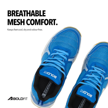 Boldfit Men's Badminton Shoes, Non-Marking, Blue, Size 10 UK (X-Narrow)