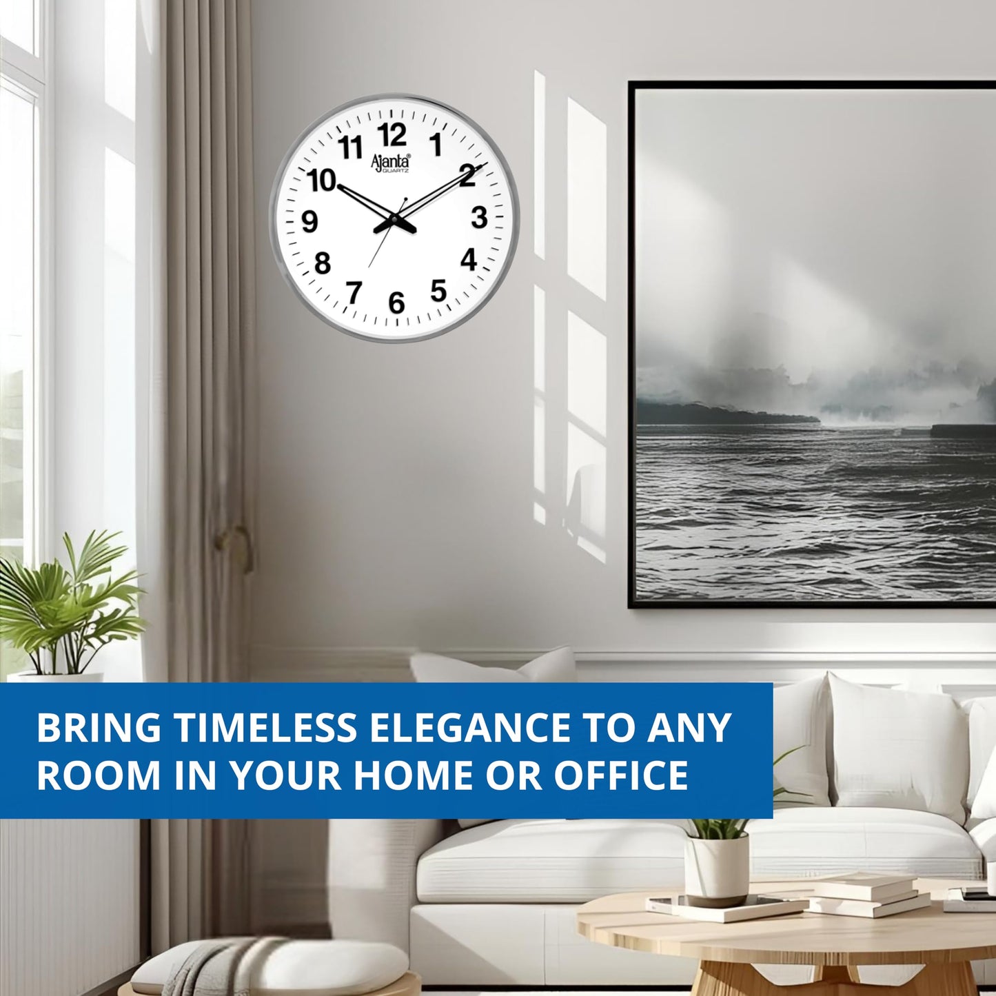 Ajanta Quartz Wall Clock (32 cm X 32 cm X 32 Cm, Silver)