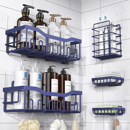 EUDELE Shower Caddy 5 Pack, Adhesive Bathroom Organizer, Large Capacity, Rustproof Stainless Steel, Shower Shelves