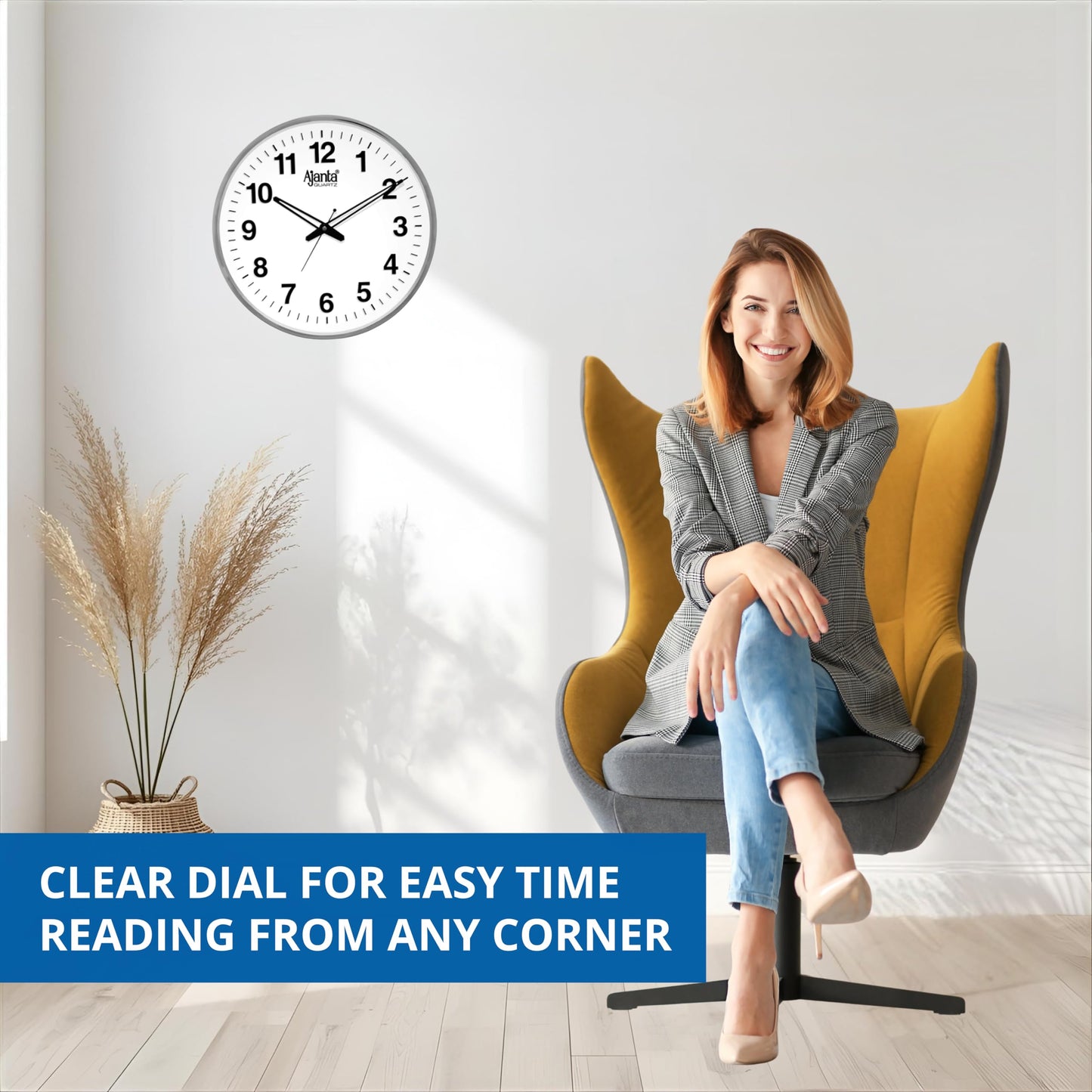 Ajanta Quartz Wall Clock (32 cm X 32 cm X 32 Cm, Silver)